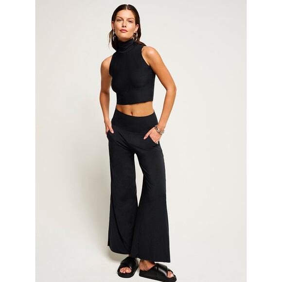 Commando Ultra-Soft Button Wide Leg Lounge Pant Pull-On Black Size XL NWOT - Picture 1 of 11